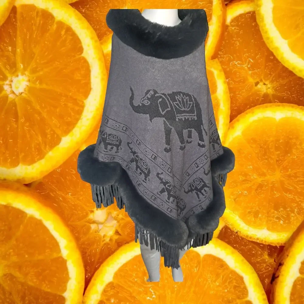 Elephant with Faux‎ Fur Cape Size OSFM